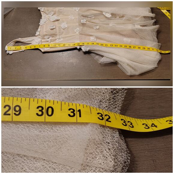 By Watters Jive 3D Floral Tulle Corset Ivory-Nude Mini Dress Size 8 - Picture 7 of 16